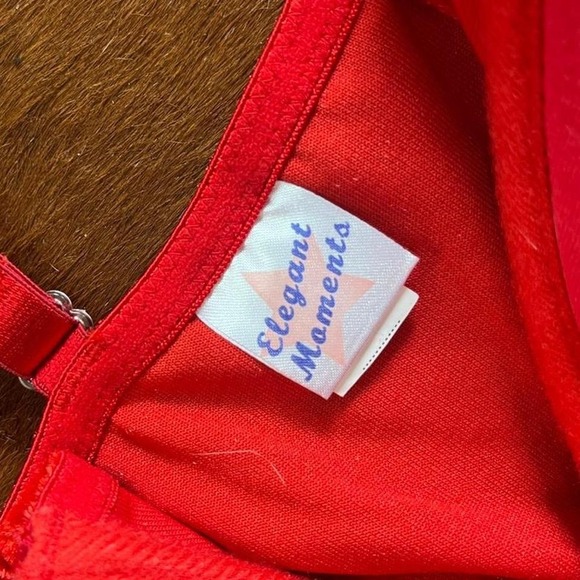 Elegant Moments Vintage lingerie  Red Velvet Garter Corset 34 - Picture 5 of 6